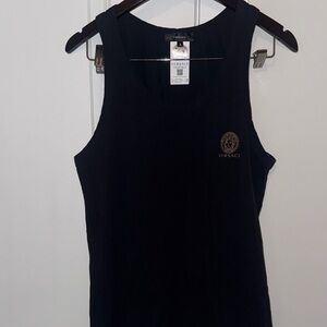 Versace Black Tank Top with Gold Logo